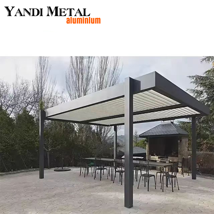 Personalizado 3 × 4 Villa Factory Arch telhado sistema elétrico à prova d'água Pavilhão de metal Persianas bioclimáticas Pérgula de alumínio