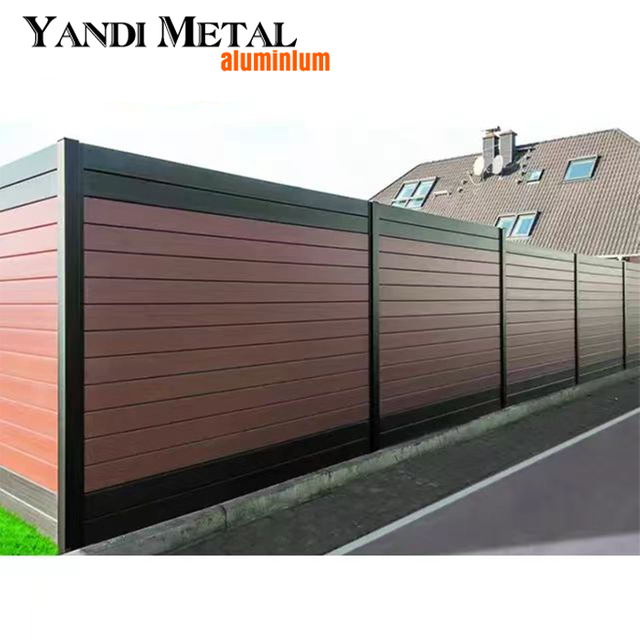 Cerca de alumínio verde Wpc painel de cerca de jardim design à prova d'água cerca composta Wpc ao ar livre cerca de alumínio preto Wpc