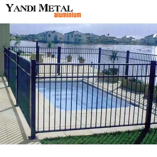 Painéis de cerca de piscina de alumínio com revestimento em pó de segurança Painéis de cerca de pátio de jardim horizontal de metal anti-escalada