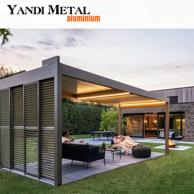 Dossel de alumínio à prova d'água de metal elétrico para exterior Jardim gazebo guarda-sol persiana telhado pérgula de alumínio