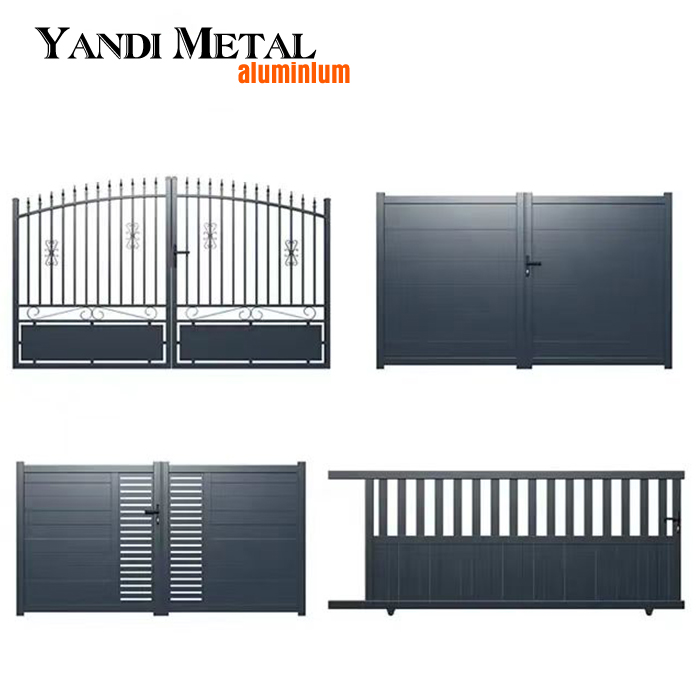 Portas de metal de alumínio Entrada de automóveis porta deslizante elétrica de metal para jardim Design Pátio Porta deslizante de metal de alumínio porta dobrável