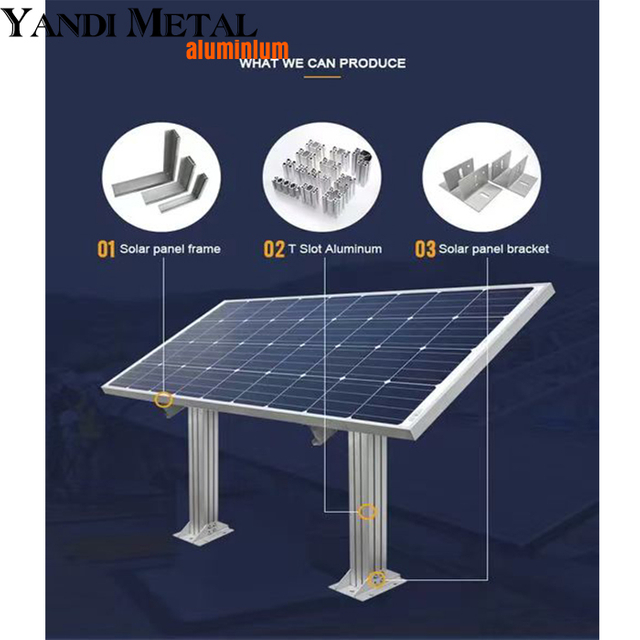 Perfis de ângulo de suporte revestidos a pó Módulo 6005 Pv Fornecedor de estrutura de painel solar de alumínio com perfuração e dobra de corte