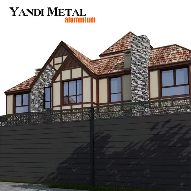 Cerca de alumínio Limite residencial de metal ripas horizontais Cerca de alumínio com veneziana Painel de cerca de alta segurança branco preto