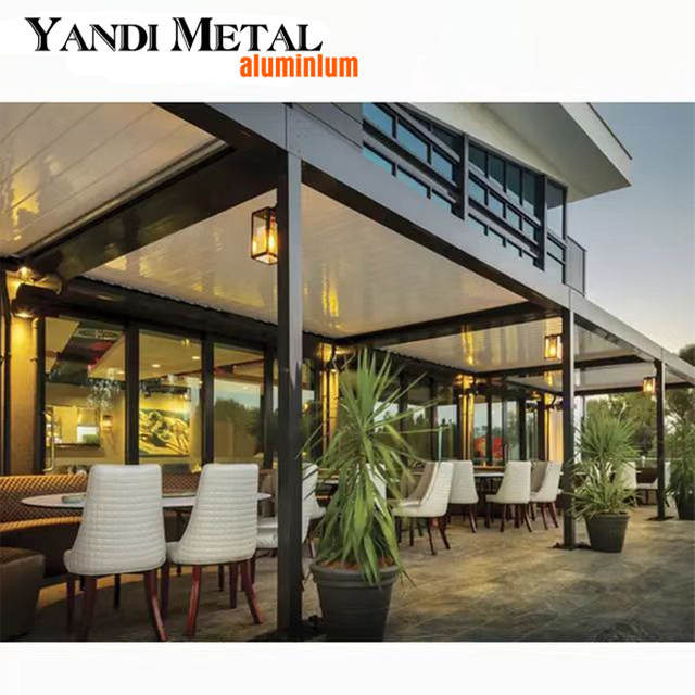 Toldo de jardim de design moderno 3m * 4m * 4m Telhado de pátio elétrico Pérgula com persianas de alumínio elétrico