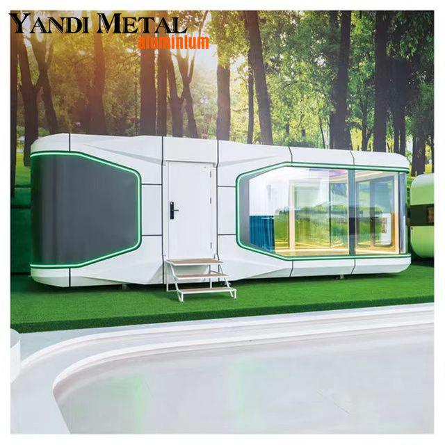 Cápsula de espaço familiar móvel Smart Camping de estilo moderno com cortinas de hotel ativadas por voz