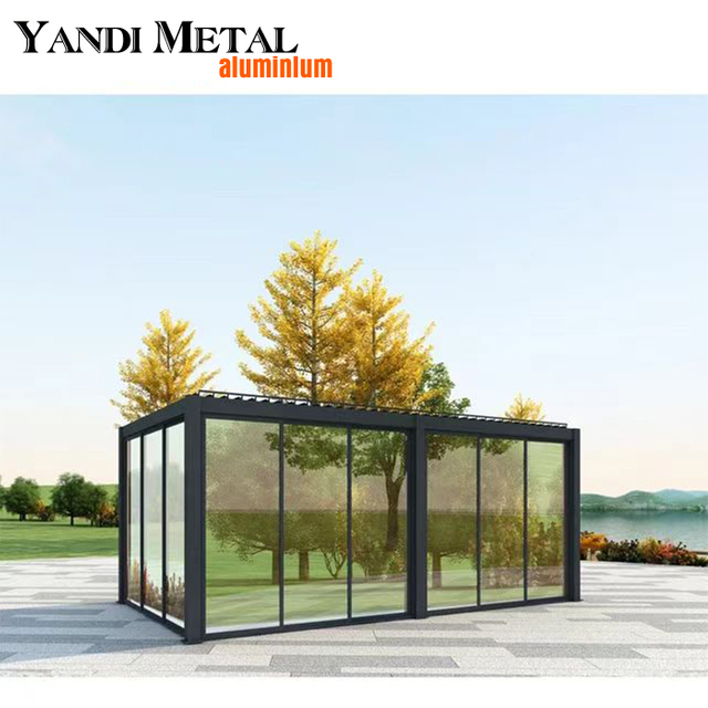 Jardim ao ar livre quadro de pintura em pó à prova d' água pátio gazebo gazebo guarda-sol elétrico persiana de alumínio gazebo