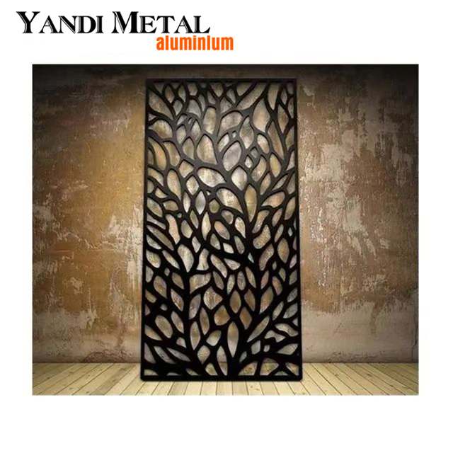 Painel decorativo de tela dobrável de metal de alumínio com corte a laser para exterior e privacidade para jardim, painel de tela de metal perfurado