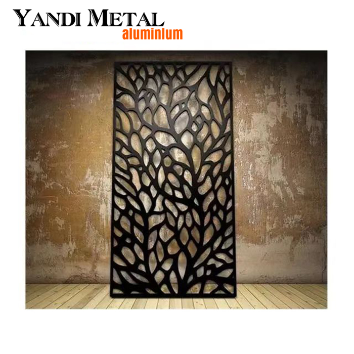 Painel decorativo de tela dobrável de metal de alumínio com corte a laser para exterior e privacidade para jardim, painel de tela de metal perfurado
