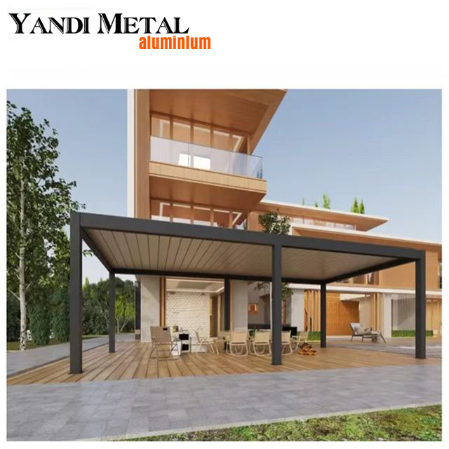 Persianas elétricas de alumínio com terraço telescópico LED persianas externas à prova d'água pérgula de telhado