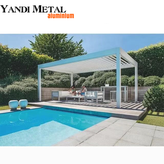 Gazebo de alumínio com veneziana de alumínio de alta qualidade para telhado com revestimento em pó Gazebo de alumínio para jardim