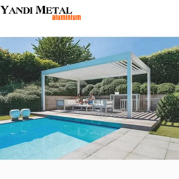 Gazebo de alumínio com veneziana de alumínio de alta qualidade para telhado com revestimento em pó Gazebo de alumínio para jardim