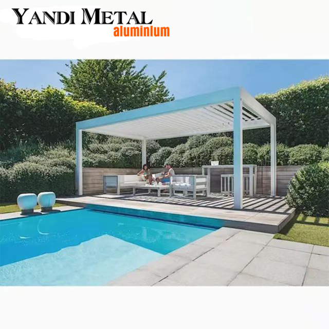 Nova pérgula de alumínio leve com veneziana automática para garagem ao ar livre pérgula de alumínio telescópica