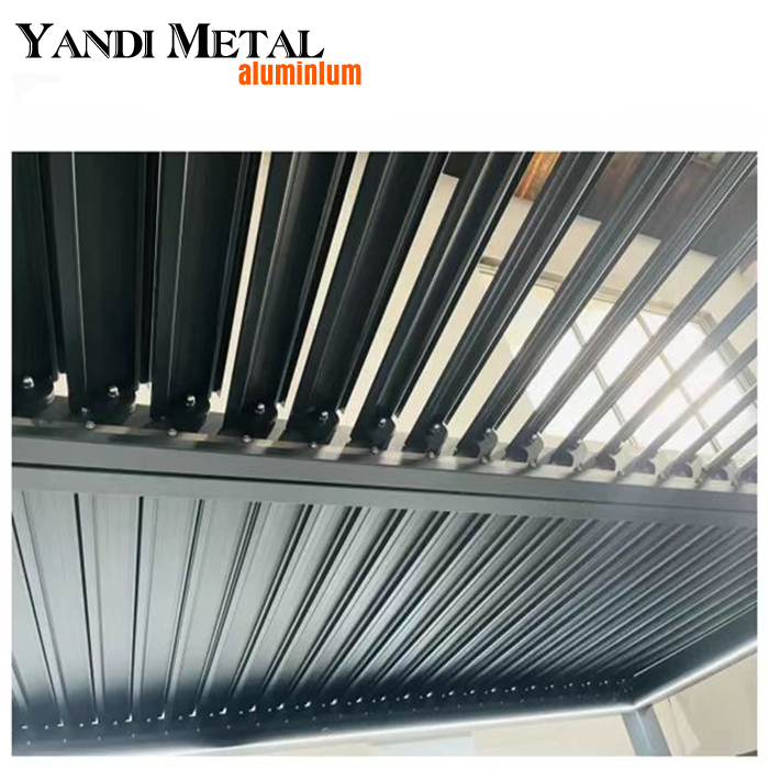 Proteção solar externa, controle de vento, pérgula, telhado de metal, pergolado de alumínio