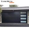 Porta de garagem de vidro preto de alumínio panorâmica elétrica residencial moderna